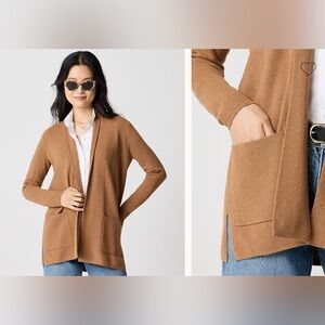 J. Crew Women's 100% Cotton Chelsea Sweater Blazer Heather Camel Size Large